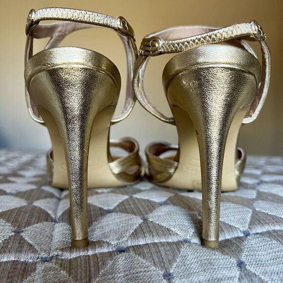 Rachel Zoe Isabella Metalic Gold Leather Stiletto High Heeled Sandals Women’s 8 - Picture 9 of 16